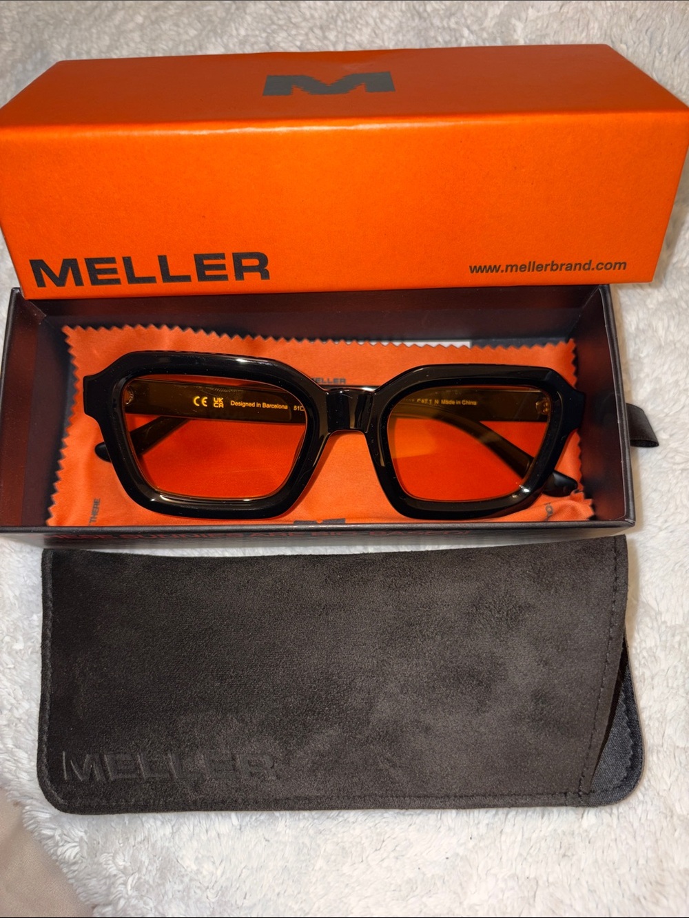 Meller Naya Unisex Black Frame Sunglasses with Orange Lenses